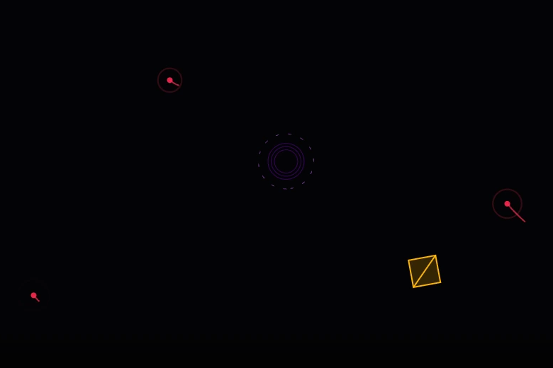 Gesture game: energy sphere, golden targets and interaction hints